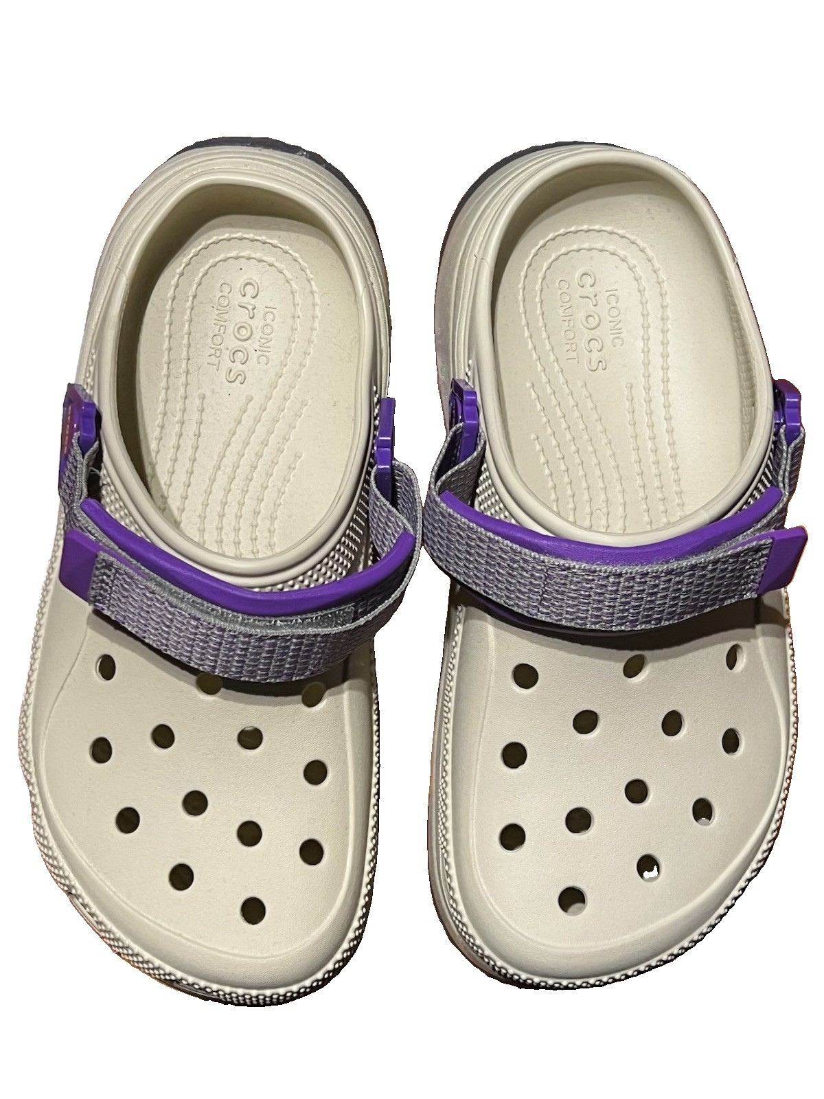 Crocs Hiker Escape Clogs Unisex Womens 10/Mens 8 Beige Purple Platform Comfort