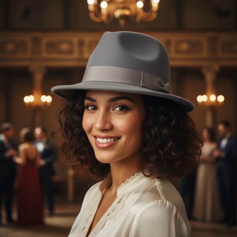 Gray Wide Brim Fedora Hat Classic Vintage Gangster Church Dressy Trilby Unisex