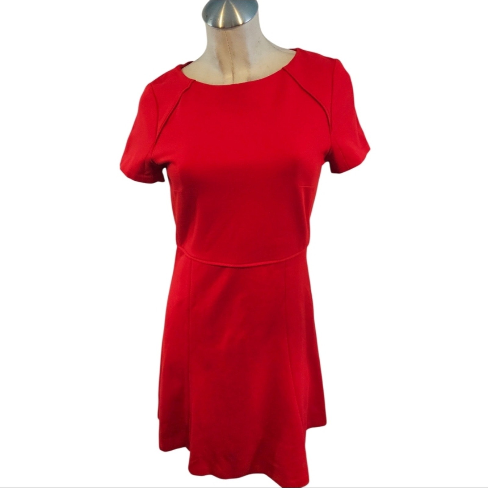 J.Crew Size 6 Red Fit Flare Dress A-Line Short Sleeve