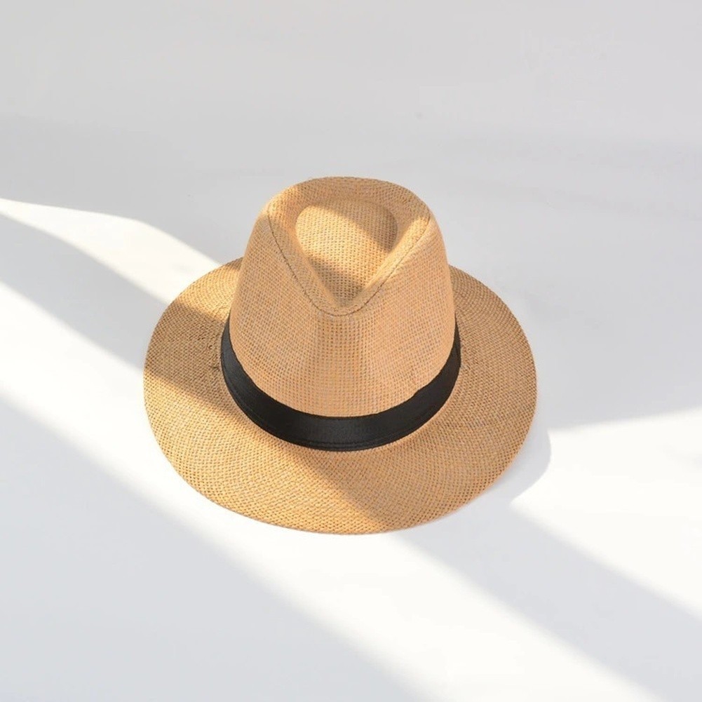 Breathable Wide Brim Straw Hat 58cm Head Size Sunshade for Outdoor Use