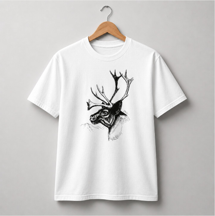 Vintage Elk Deer T Shirt Men Sketch Graphic Tee Wildlife Animal Outdoors Man