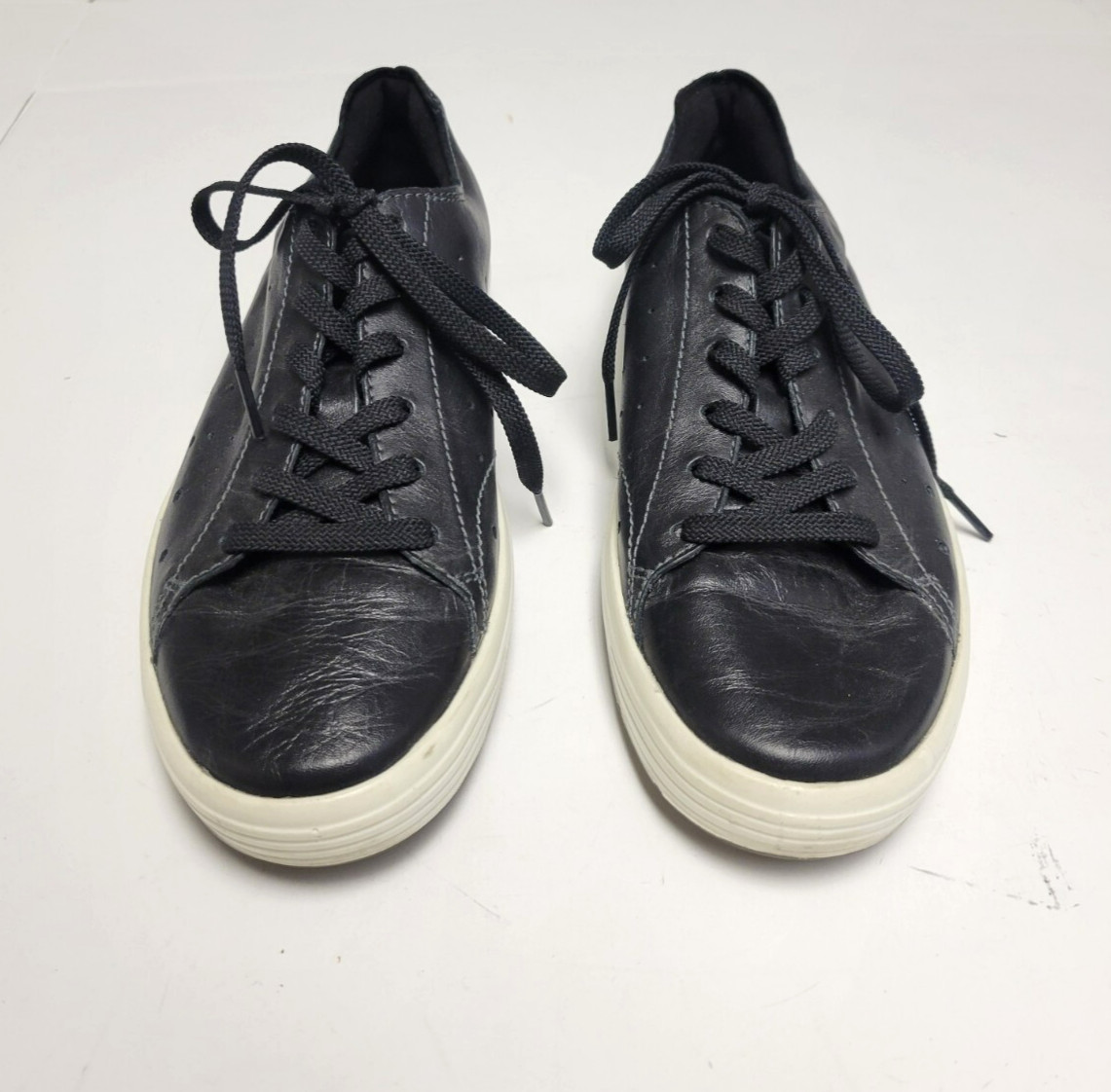 ECCO Low Top Sneaker Trainer Lace Up BLACK Leather Men’s US 6.5 EU 40 Shoes