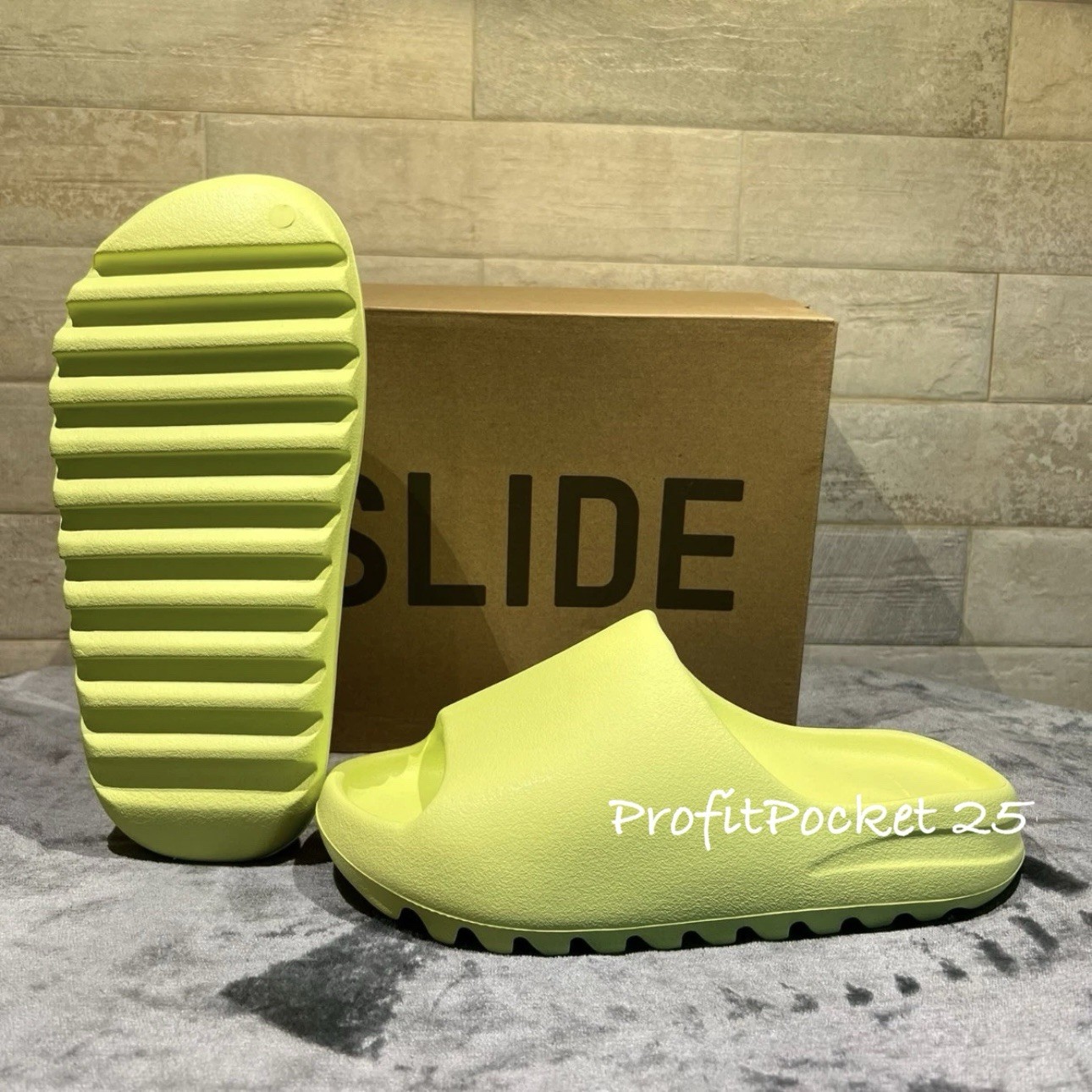 Yeezy Green Glow Sandal Slides Size 9