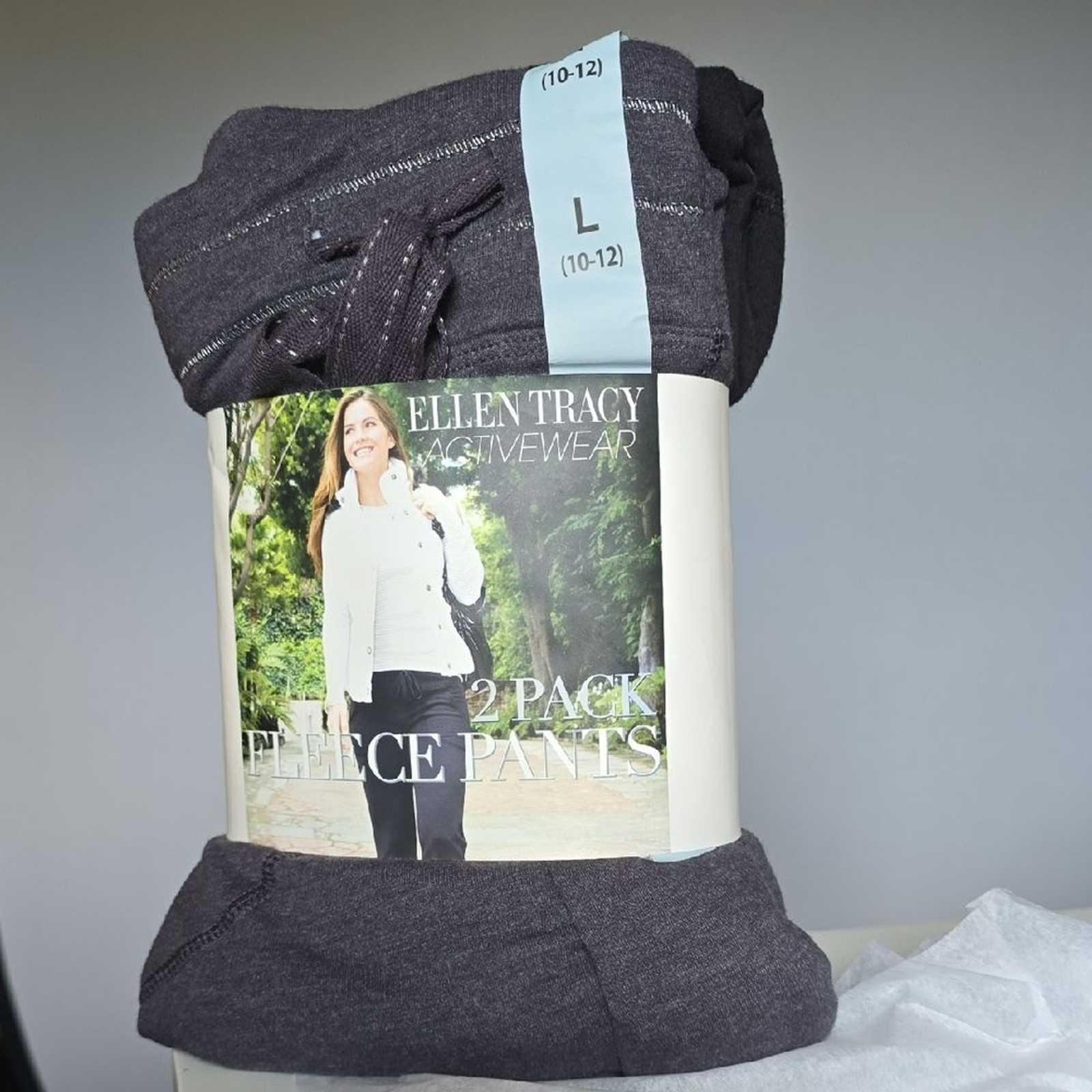 Ellen Tracy Activewear Pants Dark Gray And Black Fleece Joggers 2-Pack