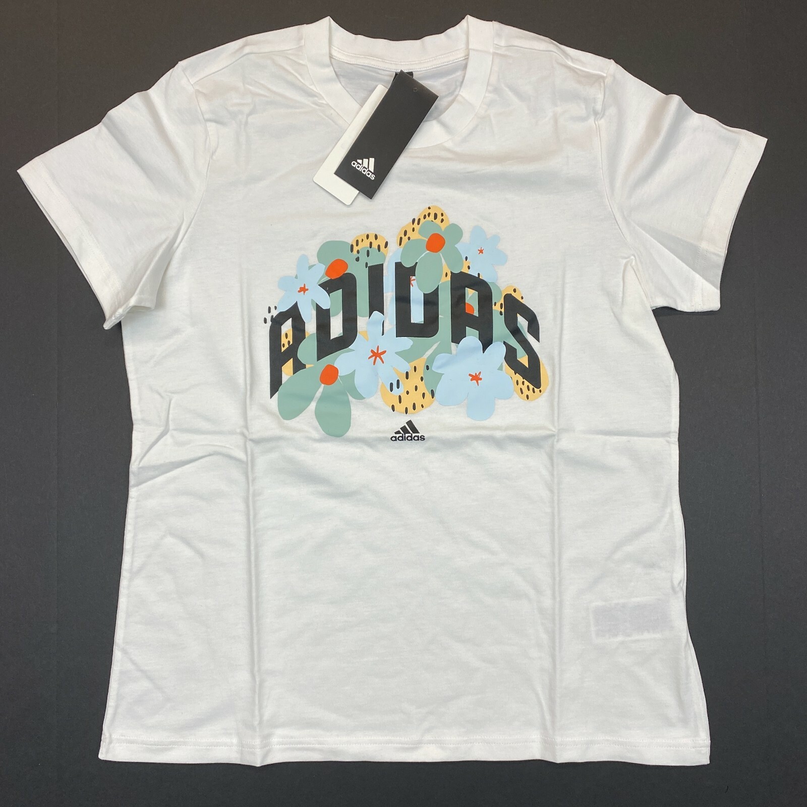 Women’s Adidas Graphic Pop Floral Arch Crewneck Tee (GQ9028) White – M