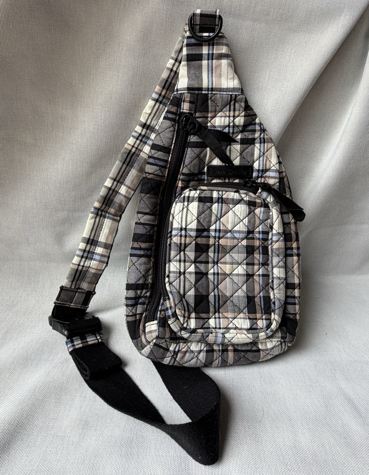 Vera Bradley Quilted Plaid Sling Crossbody Bag Zip Pockets Lined