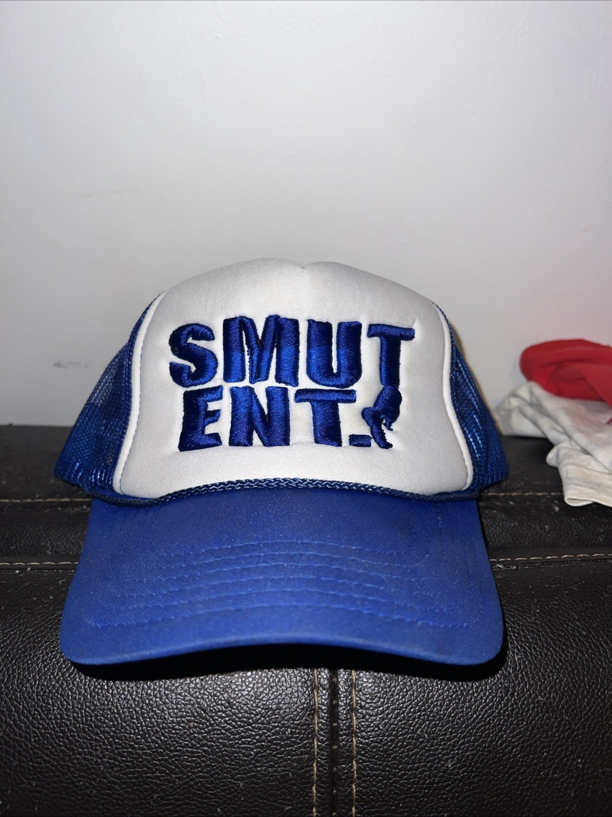 OTTO “SMUT ENT.” Blue & White Mesh Trucker Hat Snapback Embroidered Cap