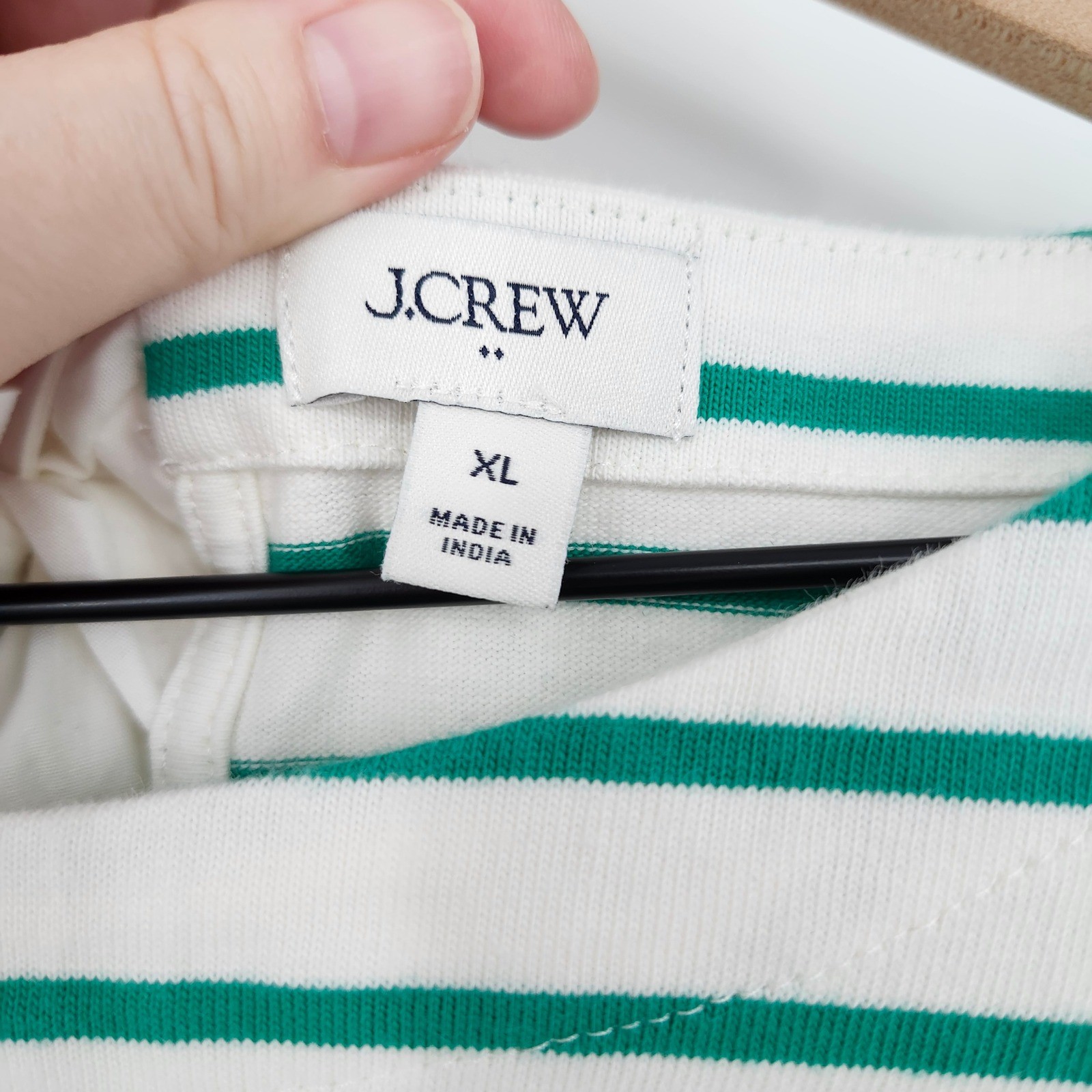 J.Crew Womens Green Stripe Bow-Back Top XL Nautical Boat Neck Preppy Old Money