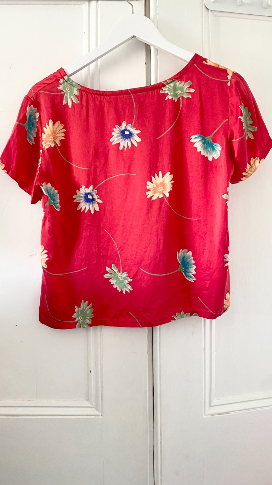 Fenn Wright and Manson for Harrods 100% Silk Red Floral Print Blouse Top