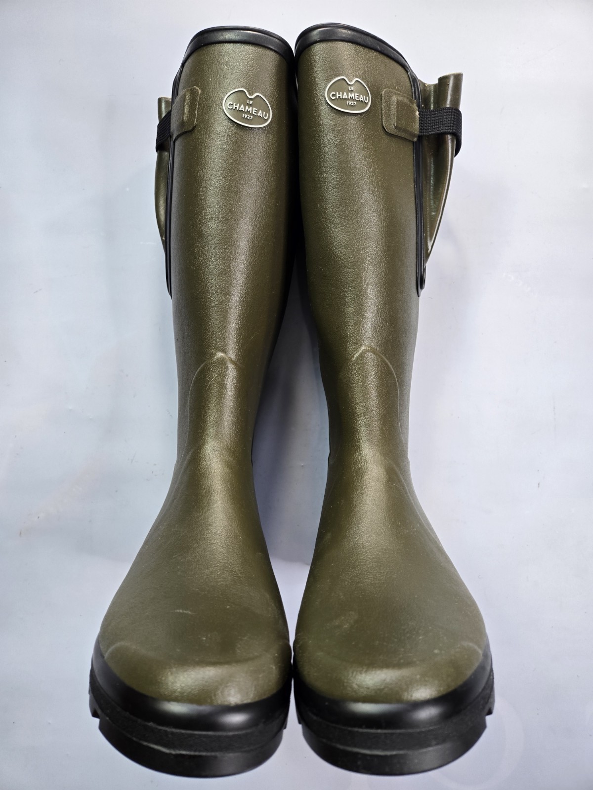 LE CHAMEAU VIERZON TARTAN JERSEY LINED MEN’S DARK GREEN WELLINGTON BOOTS