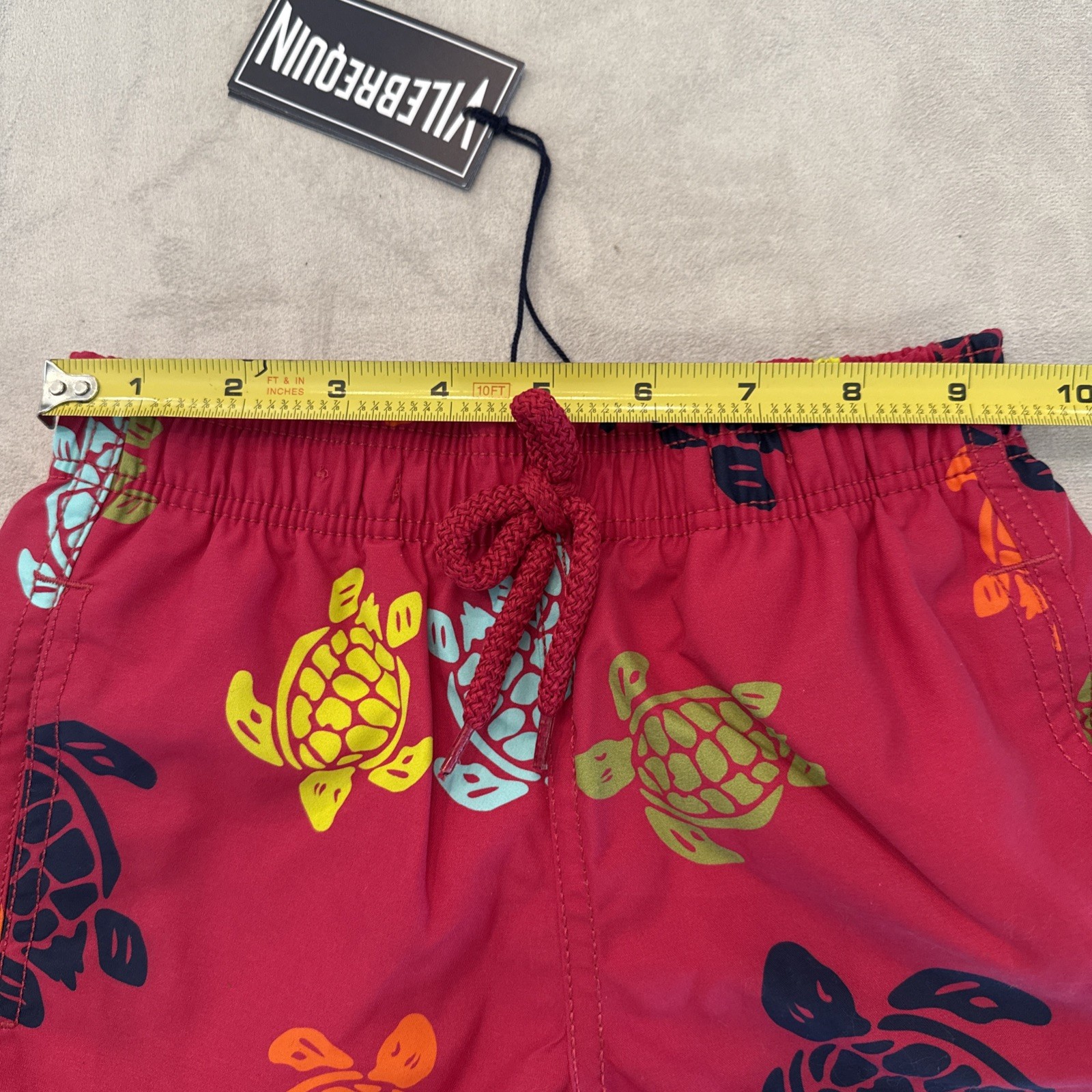 Vilebrequin Boys Jim Turtle Printed Swim Trunks Size 4 Bourgogne Jim C3B36 NEW