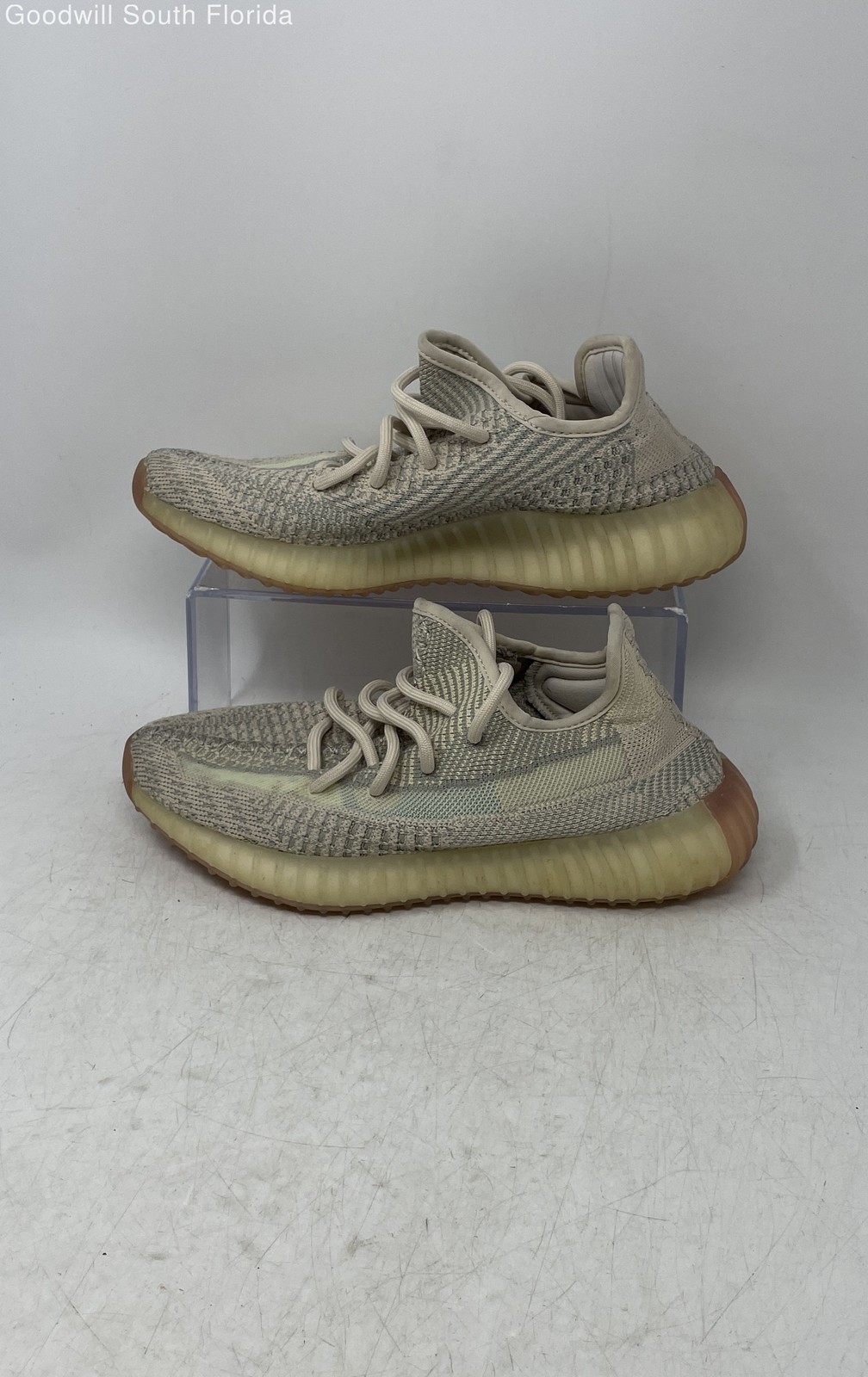 Adidas Mens Yeezy Boost 350 V2 FW3042 Beige Gray Lace-Up Running Shoes Size 5.5