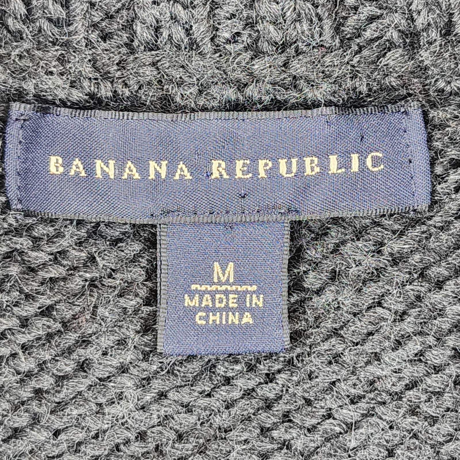 Banana Republic Mens Grey Wool Blend Full Zip Shawl Collar Fisherman Cardigan M