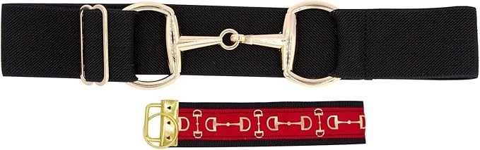 1.5″ Elastic Equestrian Belt Bit Buckle Leather Key Strap for Horseback Riding