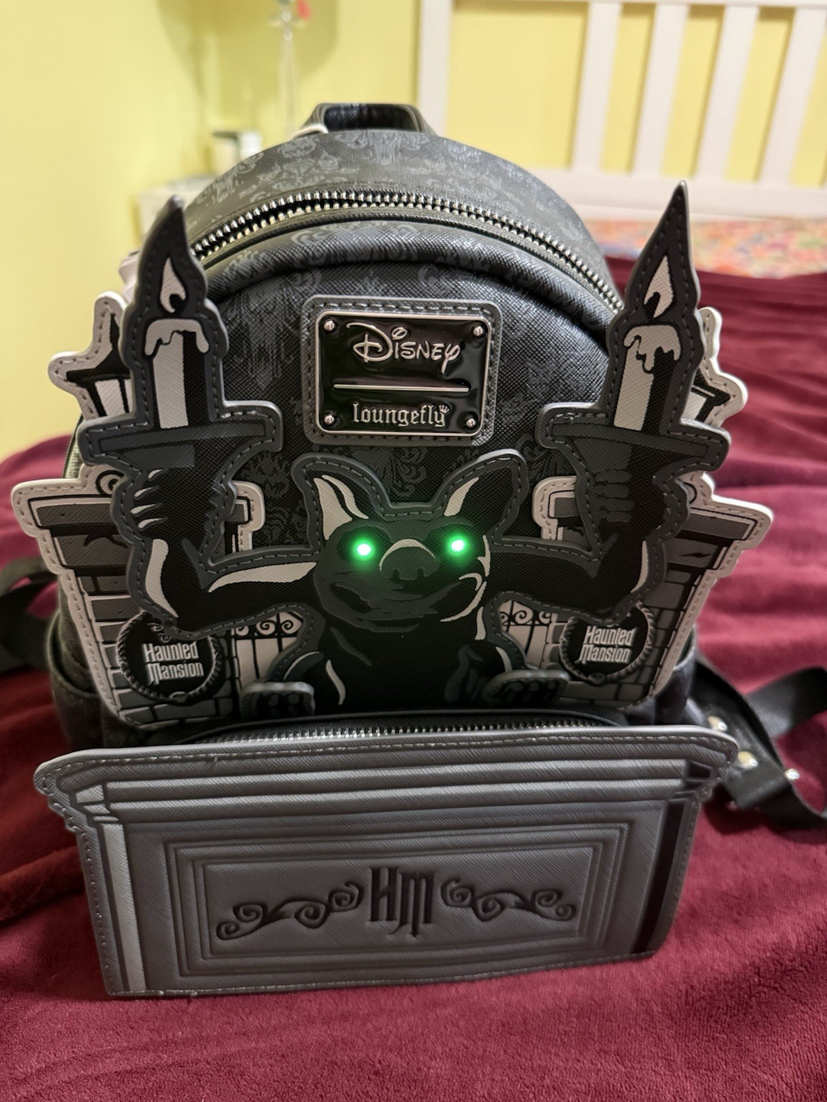 Loungefly Disney Haunted Mansion Gargoyle Mini Backpack NWT Lights Up & Glows