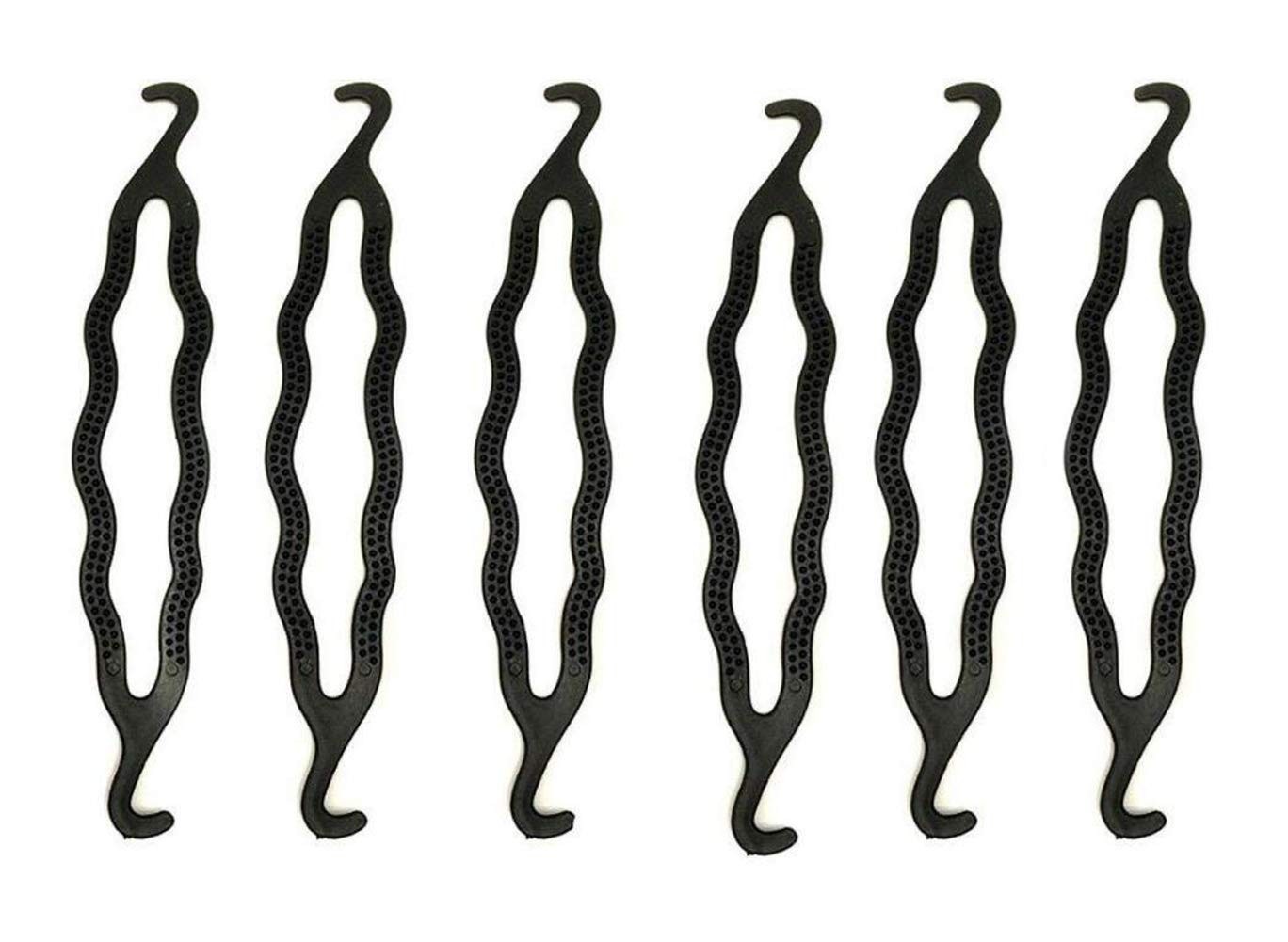 6 Count Bun Maker Hair Holders – Plastic Black 21.5 x 3.8cm/ 8.5inch x 1.5inc