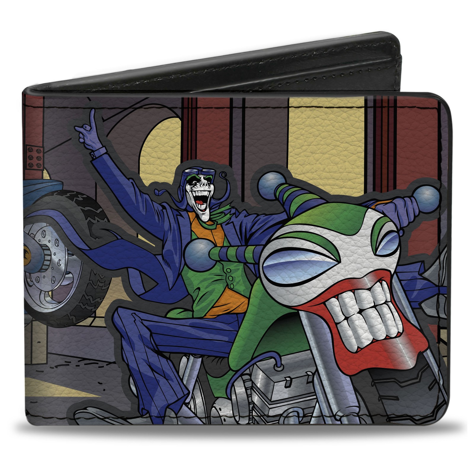 Bi-Fold Wallet Batman Chasing Joker on Motorcycle in Tunnel Scene