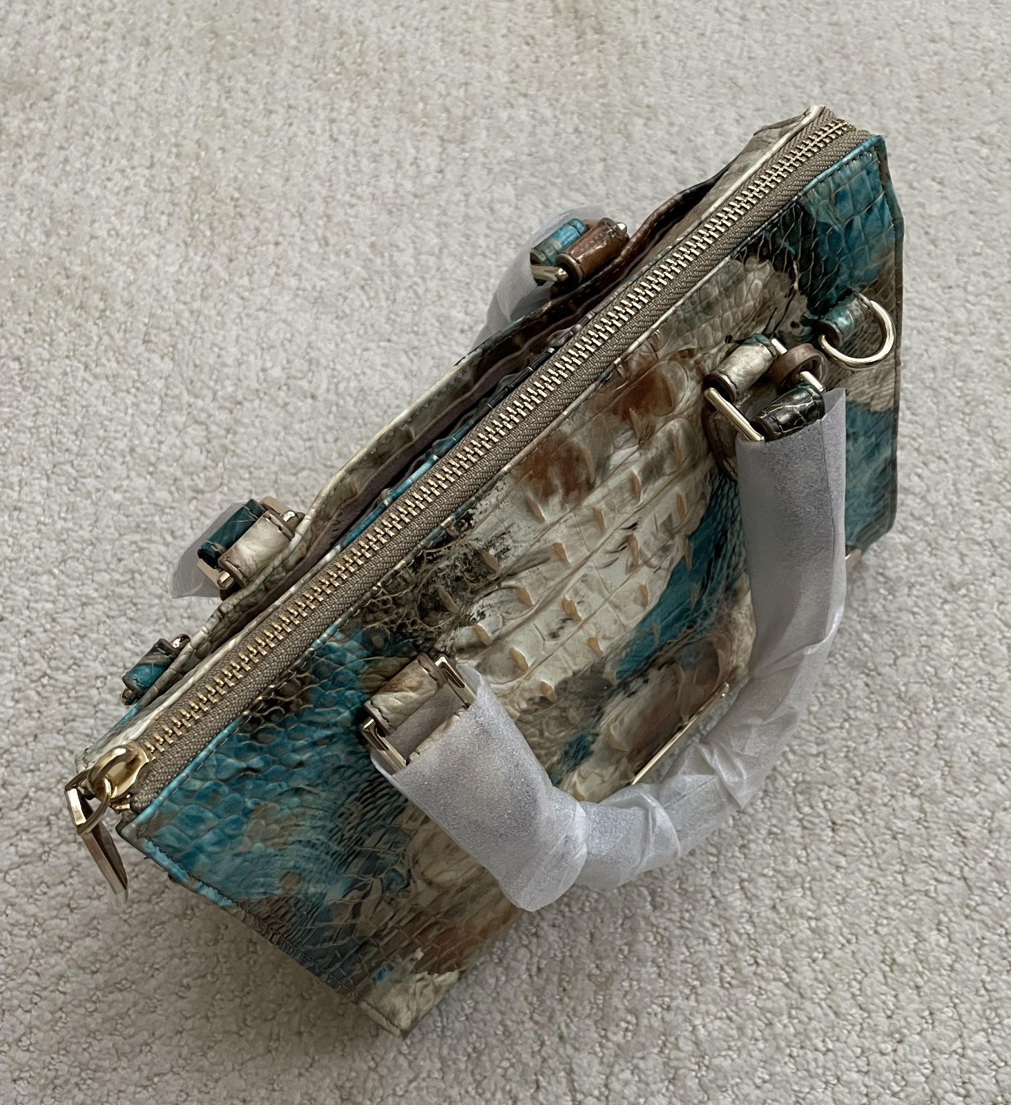 BRAHMIN Melbourne Anywhere Convertible Satchel Bag BIRD Of PARADISE Teal NWT NIP