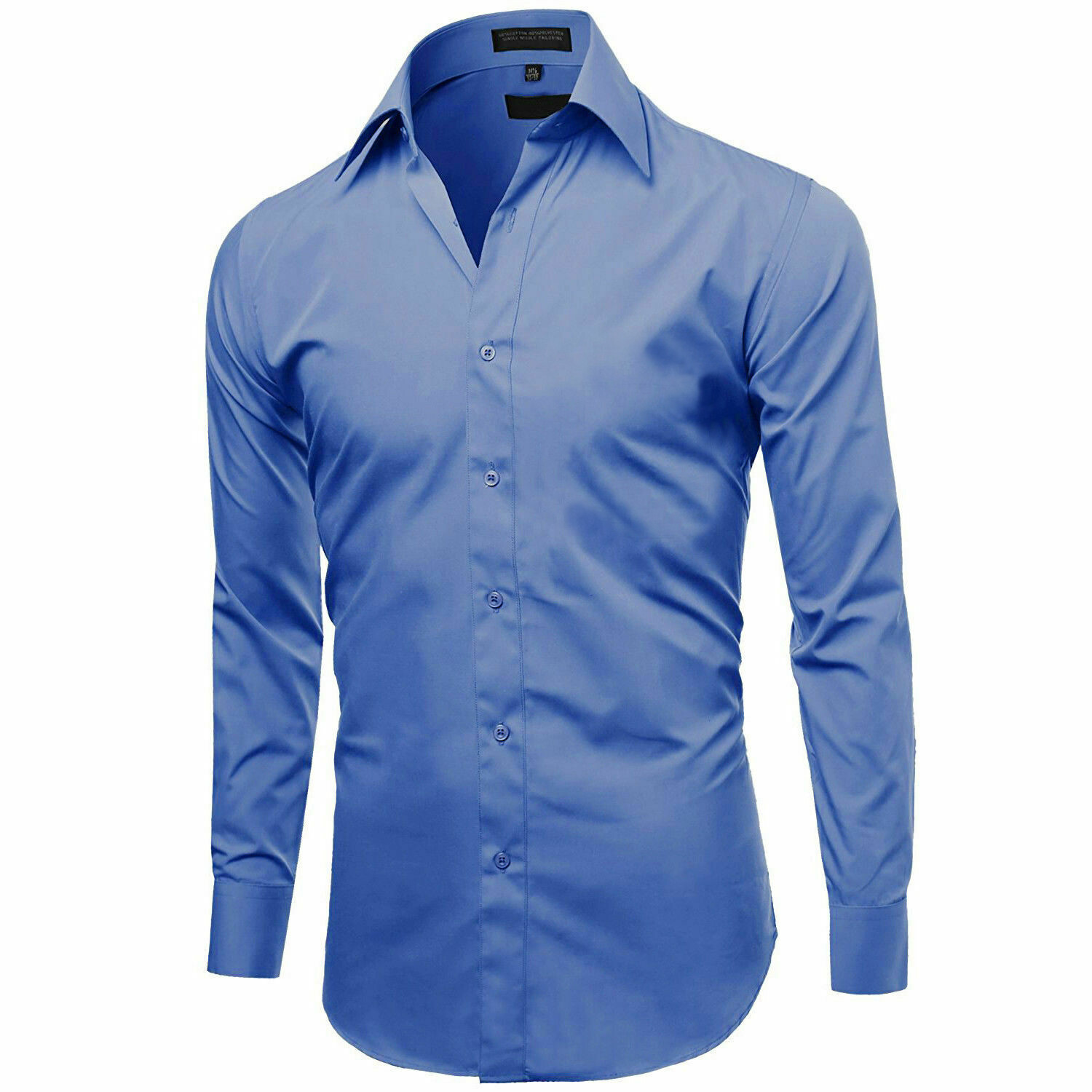 Omega Italy Men’s Slim Fit Classic Button Up Long Sleeve Solid Color Dress Shirt
