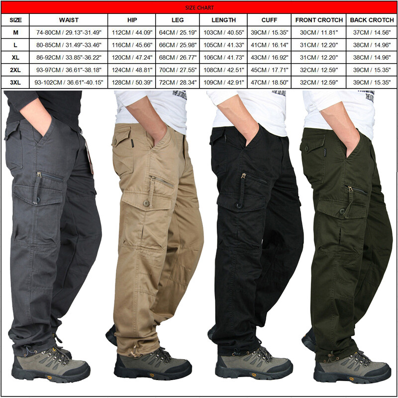Men’s Lightweight Cotton Cargo Pants Work Combat Elastic Outdoor Trousers XL