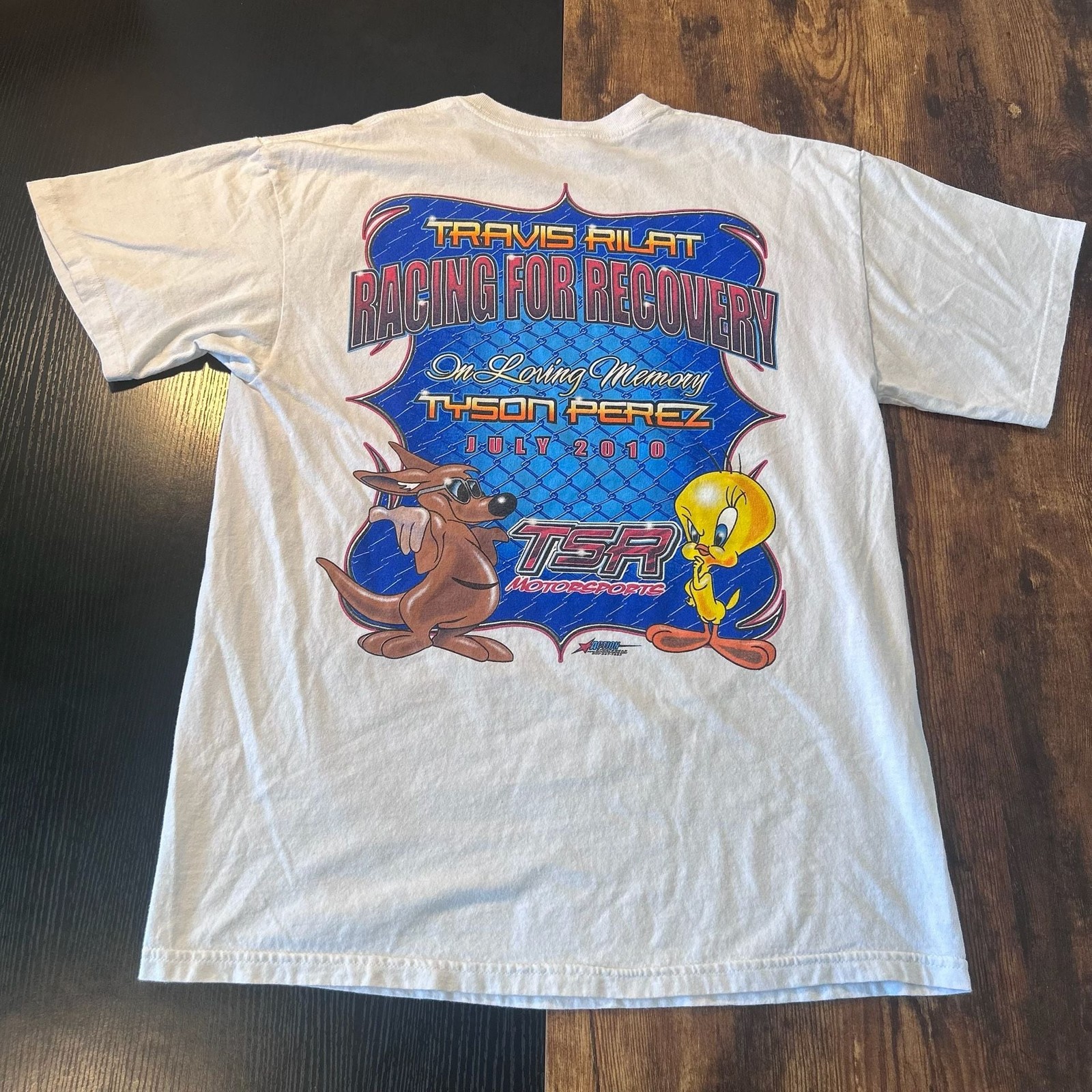 Vintage TSR Motorsports Sprint Car Racing Graphic Tee Travis Rilat Tyson Perez L