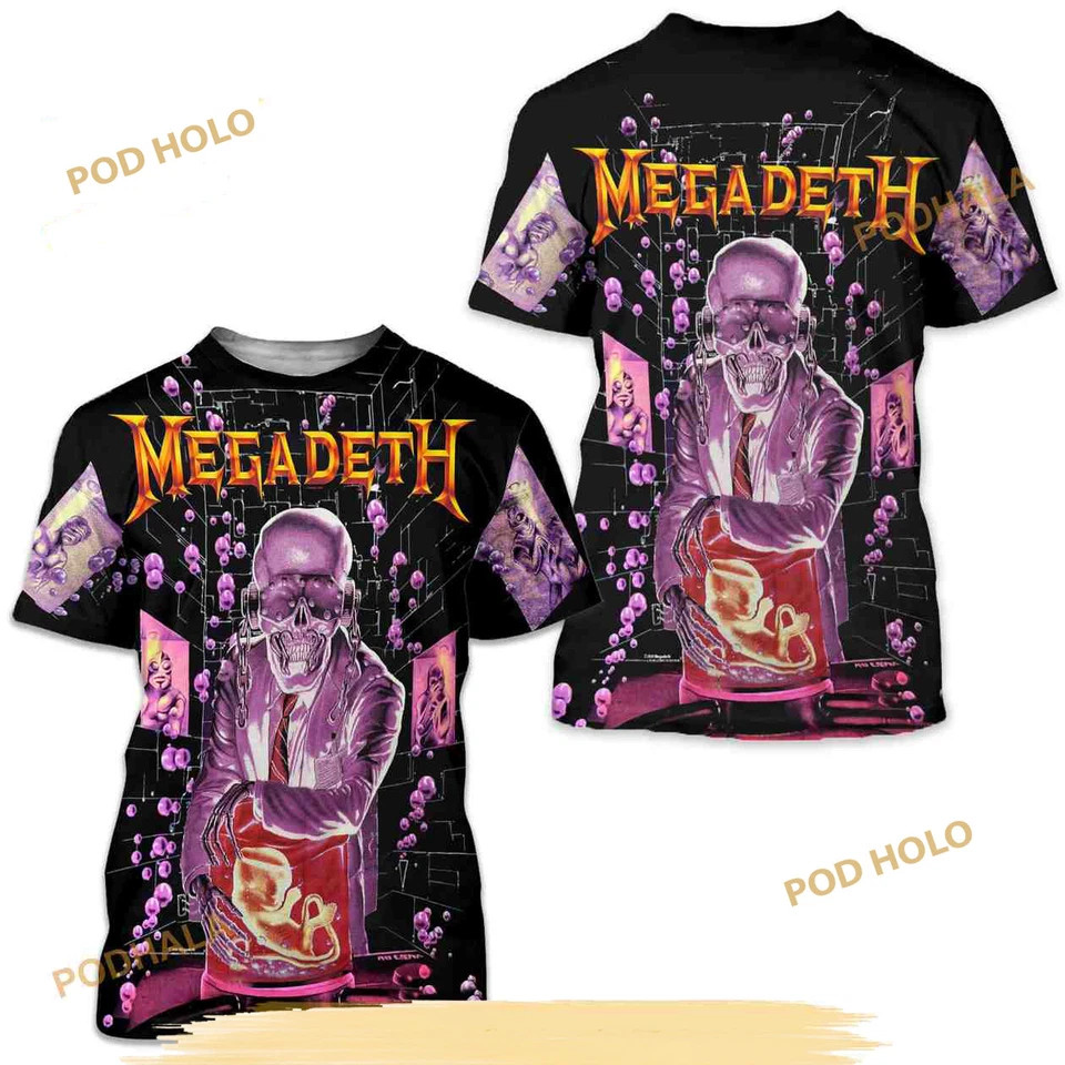 MEGADETH 1991 3D Shirt Vic Rattlehead All Over Print EXTREMELY RARE D834