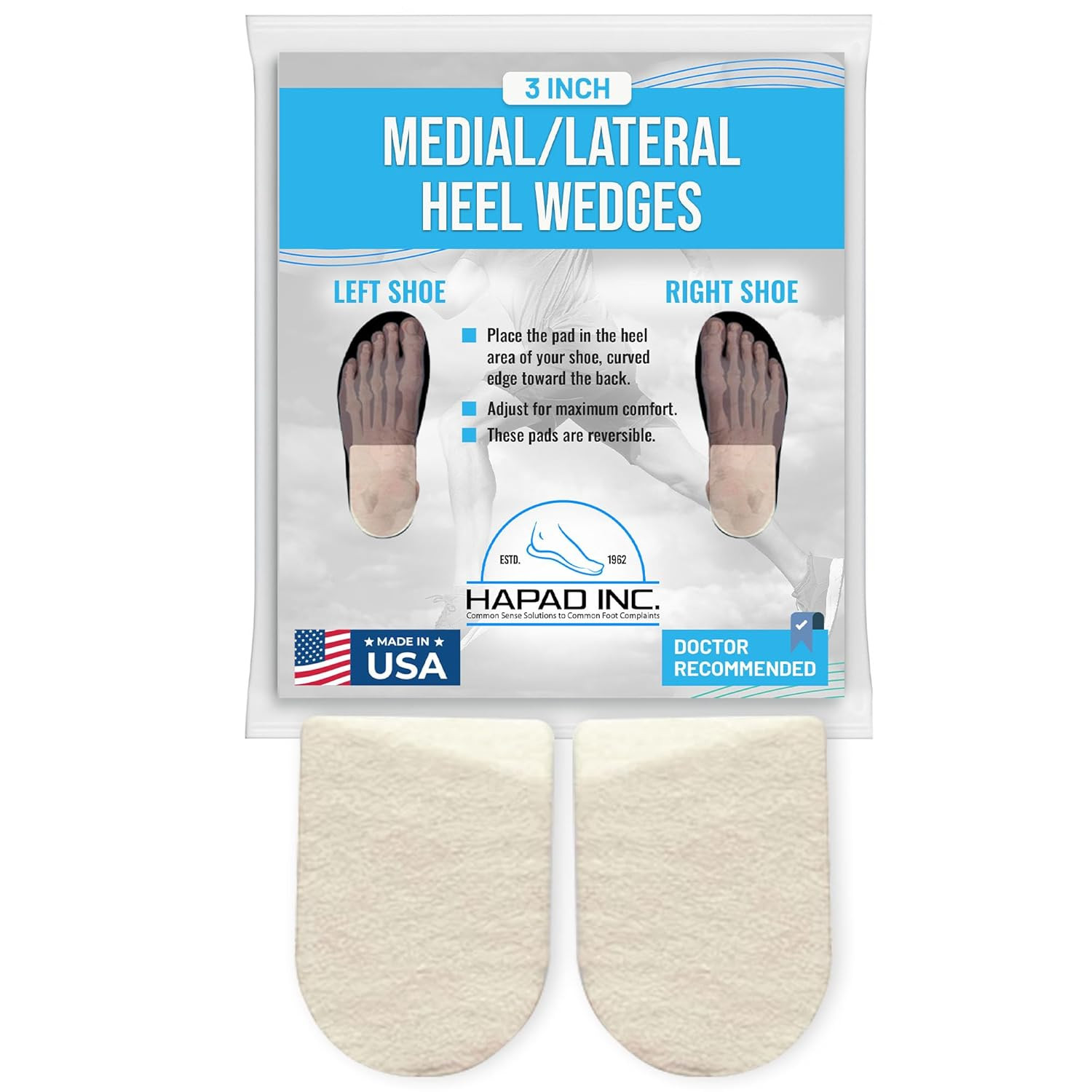 Wool Felt Heel Wedge Inserts for Pronation & Supination Correction (3″ Wide) – O