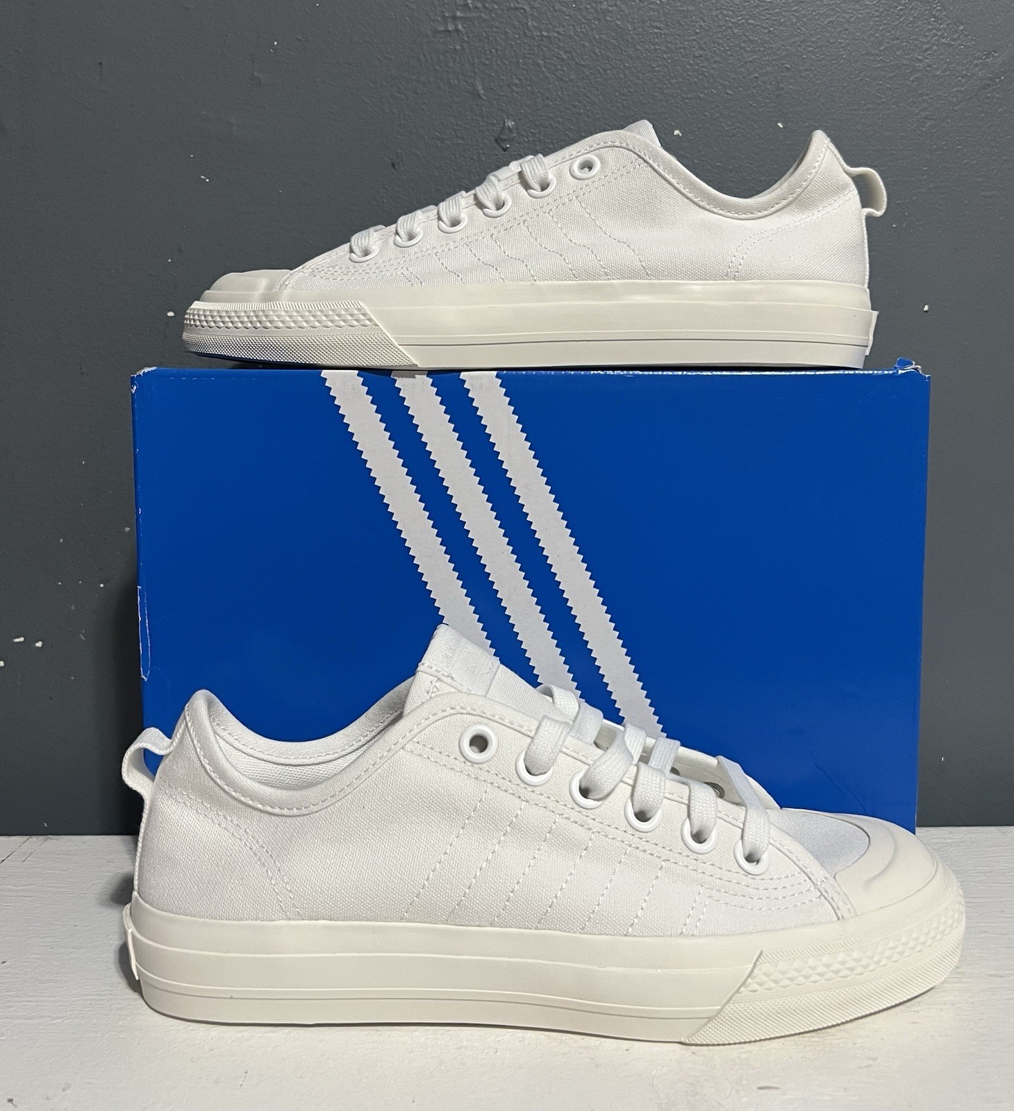 (NEW)Adidas Nizza RF “Triple White” Canvas Retro Size 6.5M EF1883 (Ships Now)