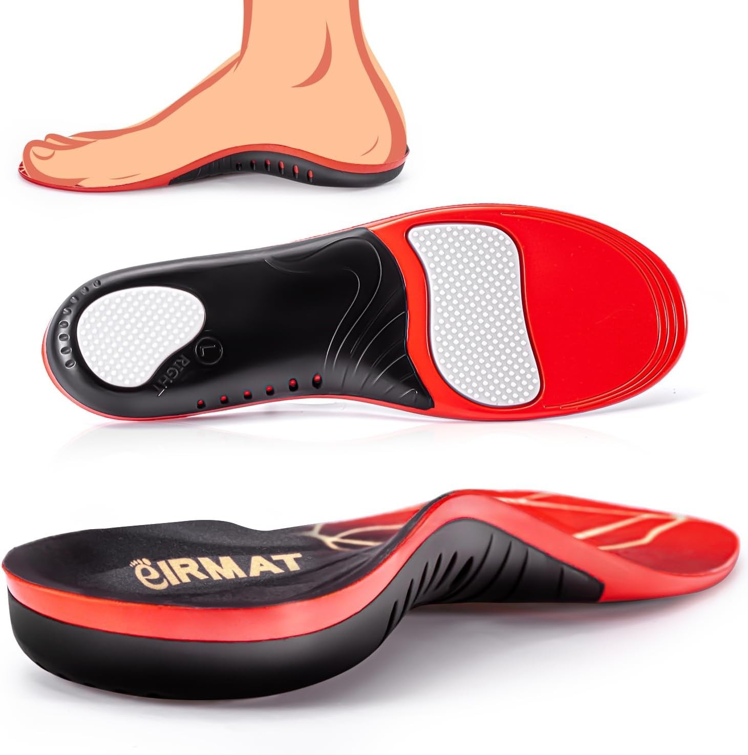 Plantar Fasciitis High Arch Support Insoles for Men Women, Arch Support Inserts.