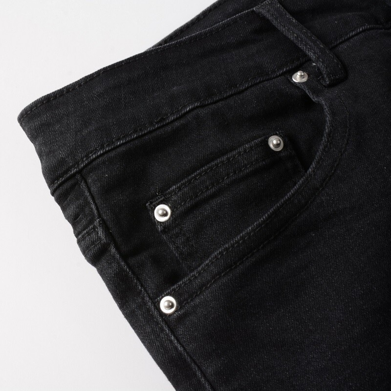 Men’s Ripped STAR PU Patchwork Grunge Skinny fit stretch Denim Washed jeans