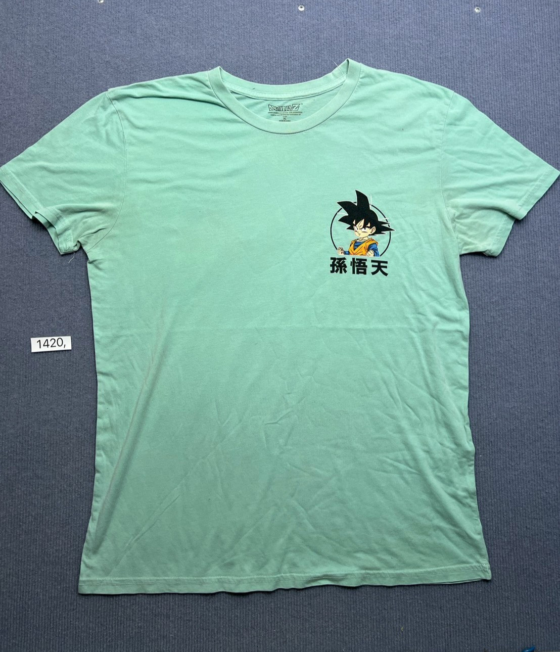 Dragon Ball Son Goku Anime Graphic T-Shirt Mint Green Size L Japanese Print