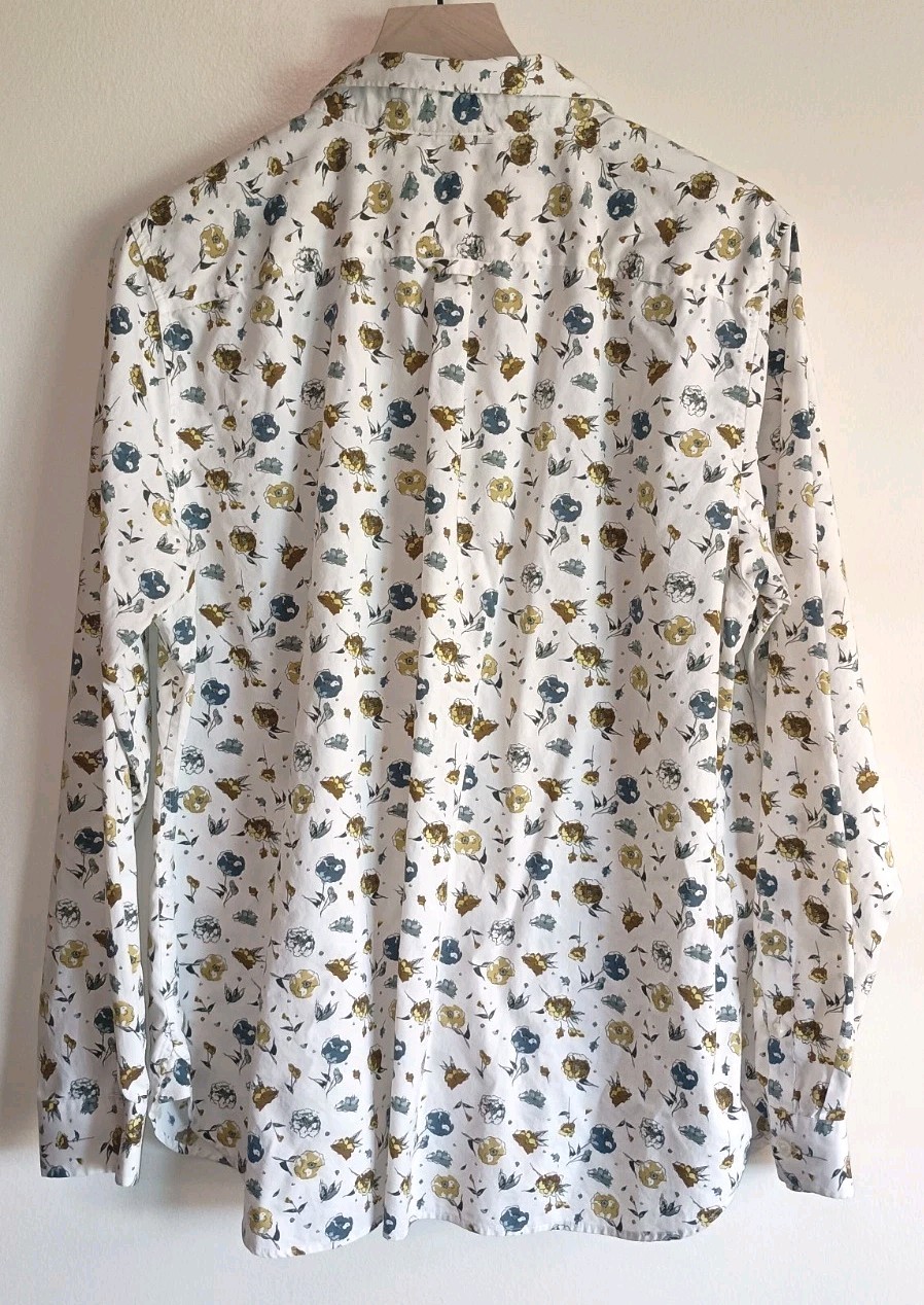 Duluth Trading Co XL Floral Button Front Shirt Cotton Stretch Cottagecore