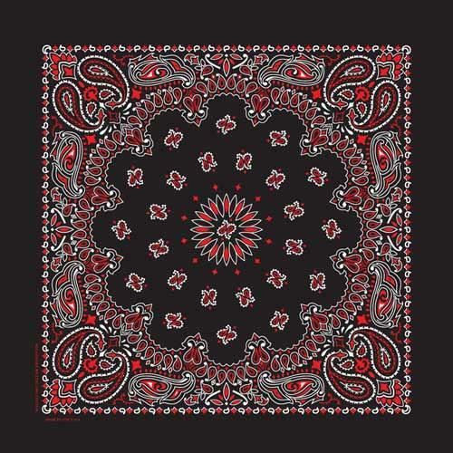 Hav-A-Hank USA Made Cotton Paisley Bandanna 22″X22″ Black / White / Red