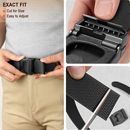 Heavy-Duty Mens Tactical Belt Adjustable Stretch Nylon with Quick-Release Buckle