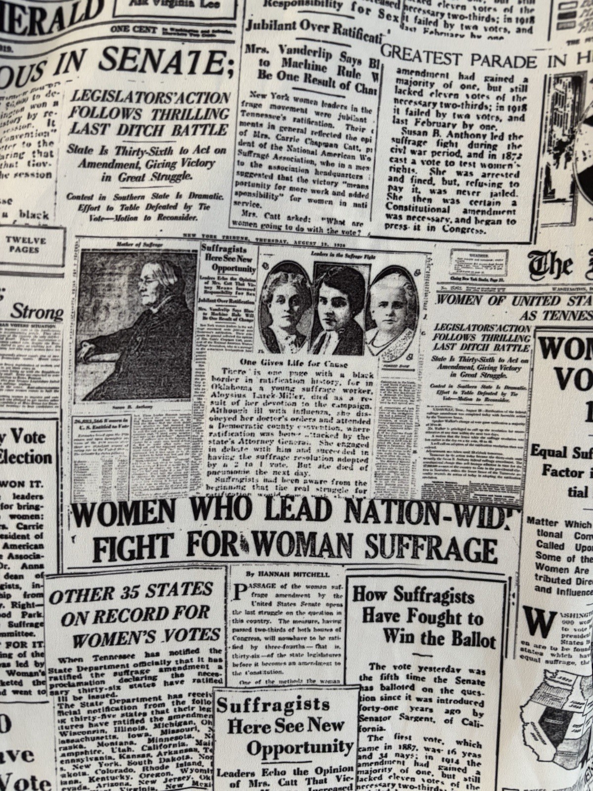 Gravitas NY Marvel Bow Blouse Newspaper Newsprint Top Suffragist As Seen On TV S