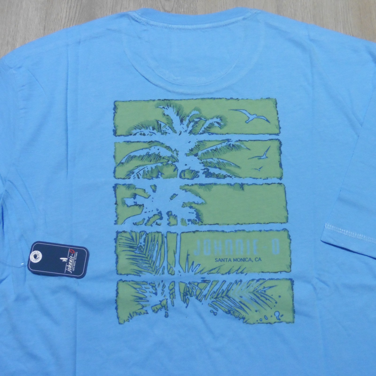 JOHNNIE O Mens S M L XL 2XL T SHIRT MALIBLU PALM PARADISE GOLF BLUE GOLF TEE
