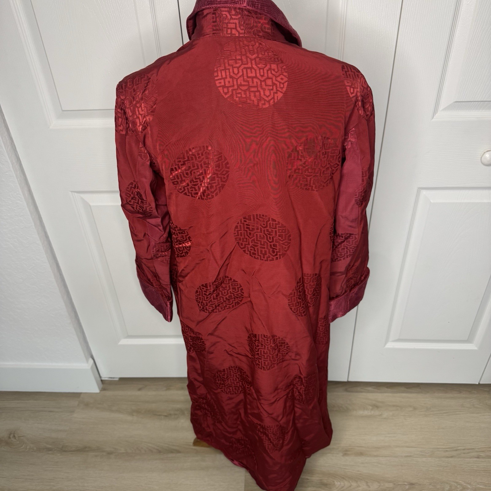 Vintage 1950s Oriental Chinese Red Satin Robe Brocade Smoking Size 42 Med/Large