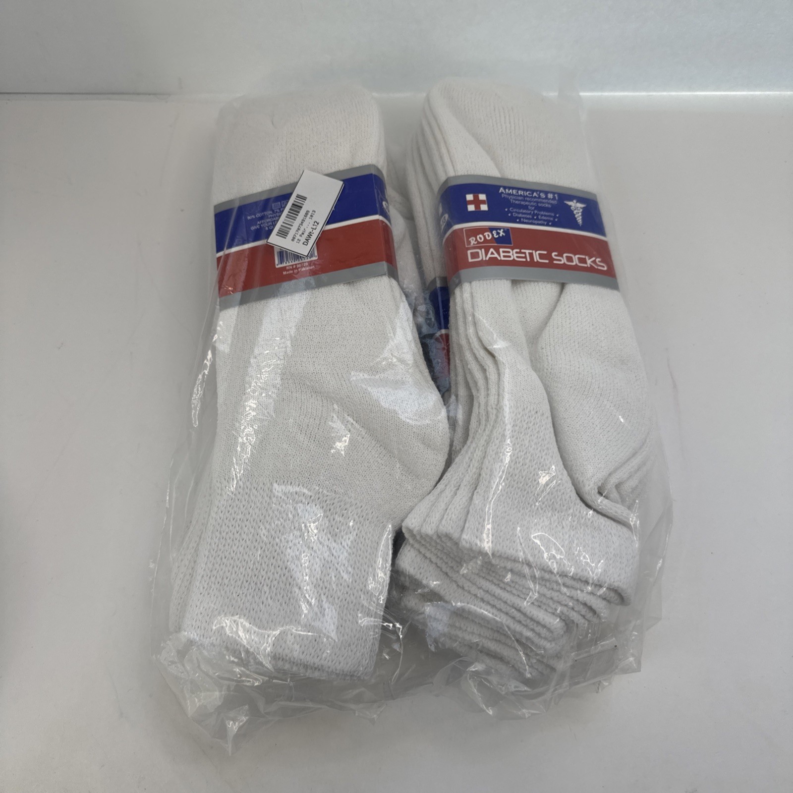 Rodex Diabetic Crew Socks White Men’s Size 10-13 12 Pairs. 32-7