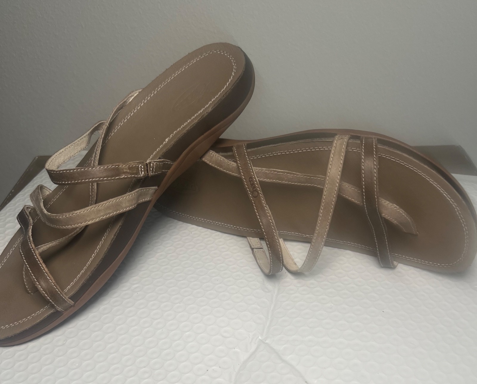 Women’s Chaco Cordova Brown Leather Strap And Toe Sandals Size 11W