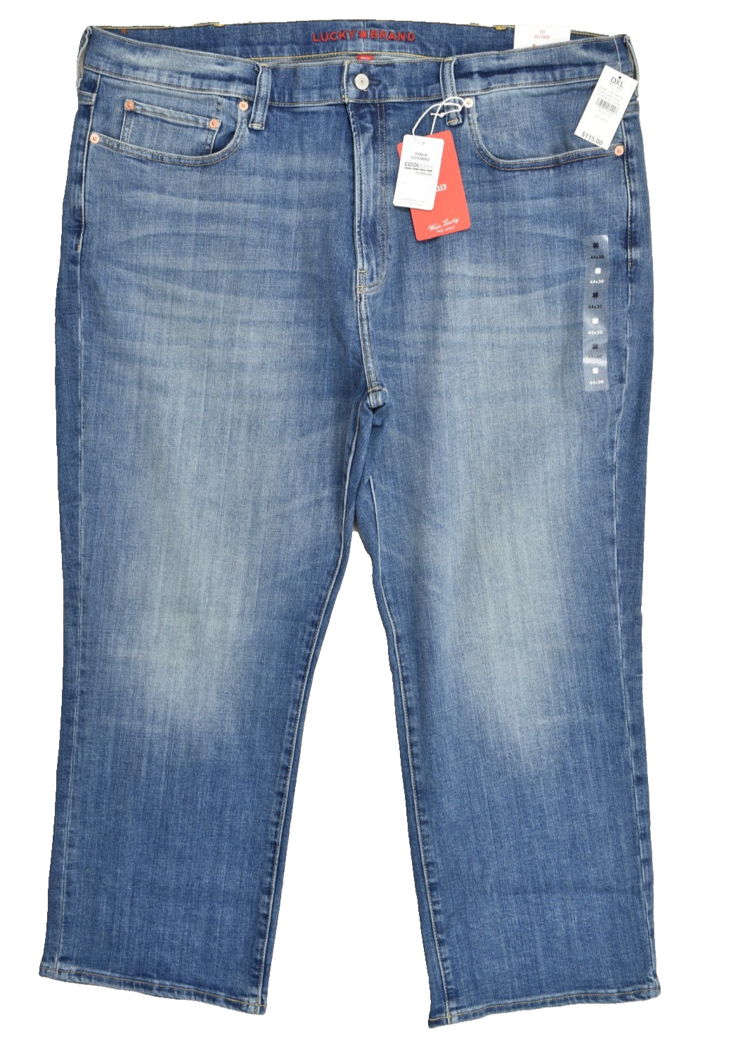 Lucky Brand Men’s 181 Relaxed Blue Denim Jeans Zip Cool Max Cotton 44×30 NEW