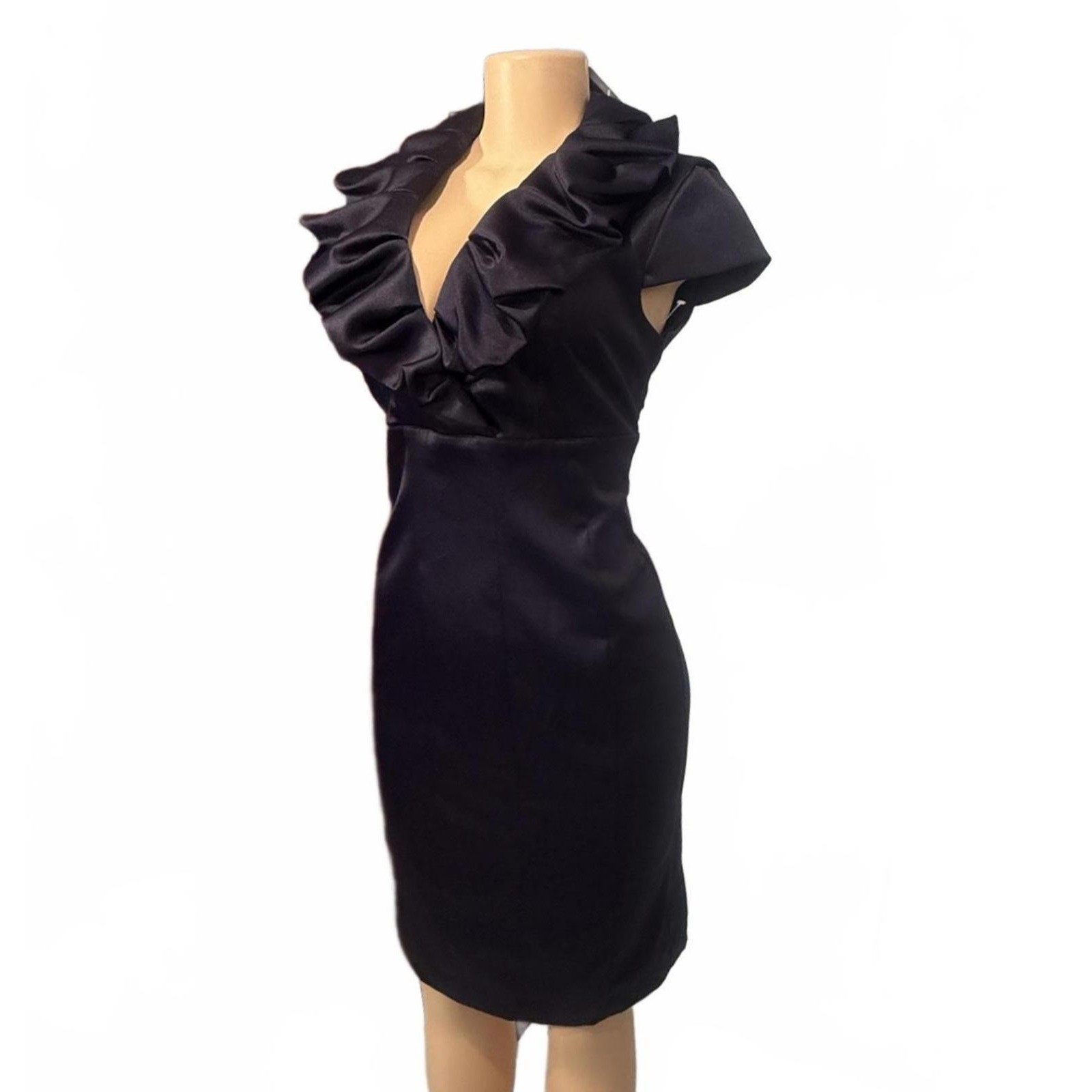 Jessica Howard V Neck Ruffle Collar Short Sleeve Sheath Dress Women’s Size 10