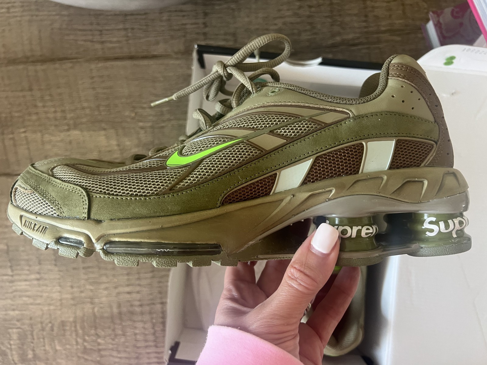 Supreme Nike Shox Ride 2 Neutral Olive Size 10 Men’s DN1615-200 OG Box VNM