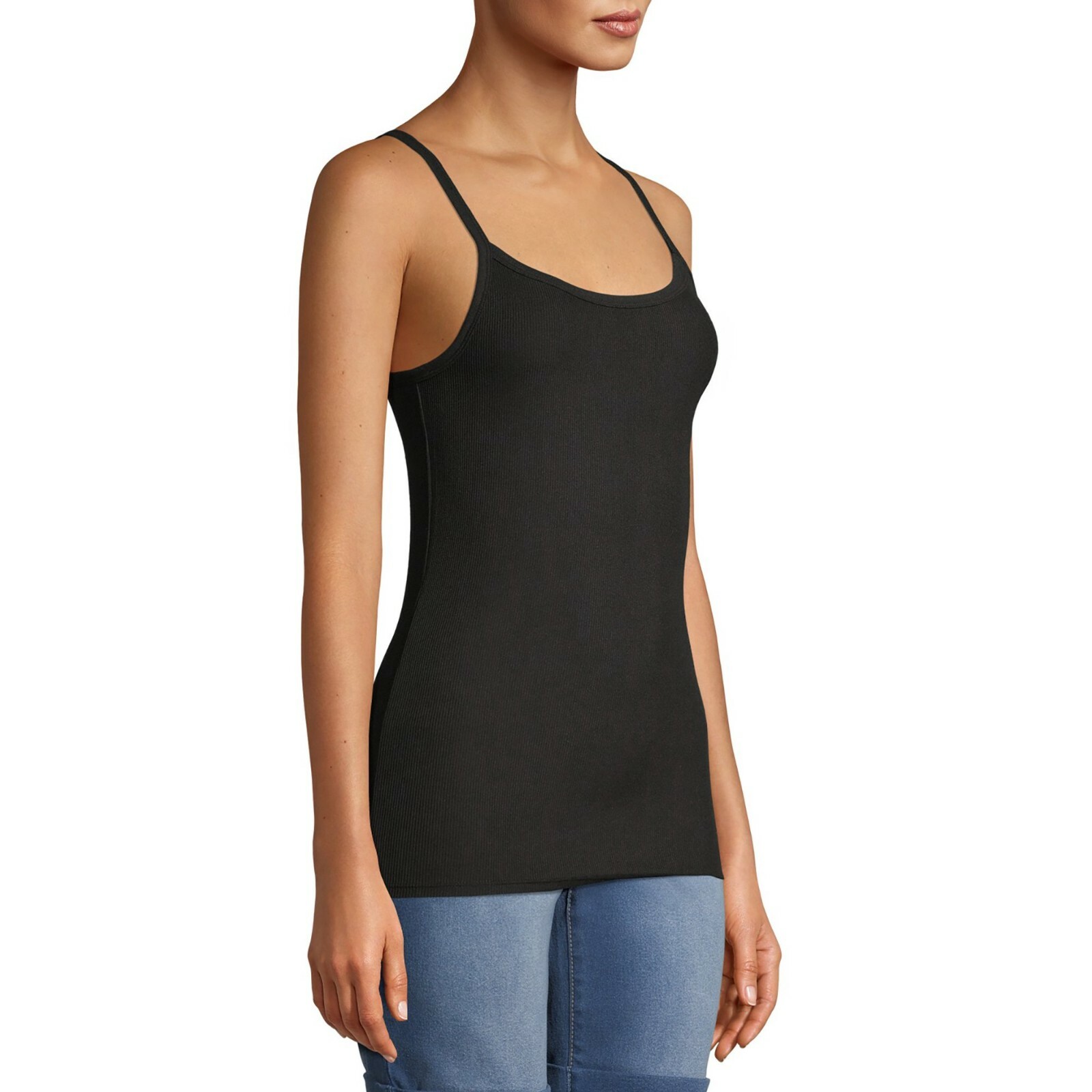 NO BOUNDARIES JUNIORS RIB CAMI FITTED STRETCH SOOT BLACK L (11-13) NWT [R]