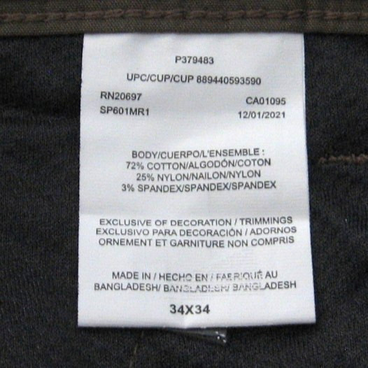 Mens Dickies Pants 34×34 Mushroom Performance Utility Pant Cooling Temp IQ New