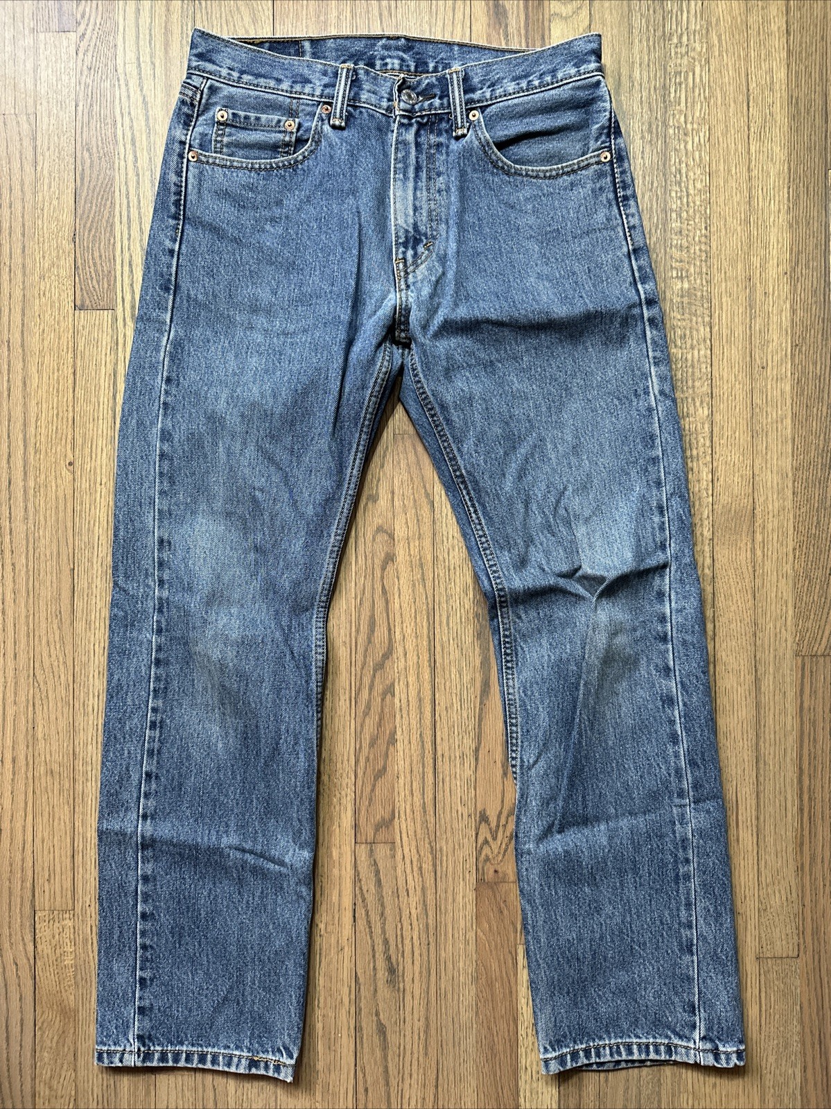 Levi’s 505 Regular Fit Jeans Straight Leg Medium Blue Zipper Fly Men’s SZ 30×30