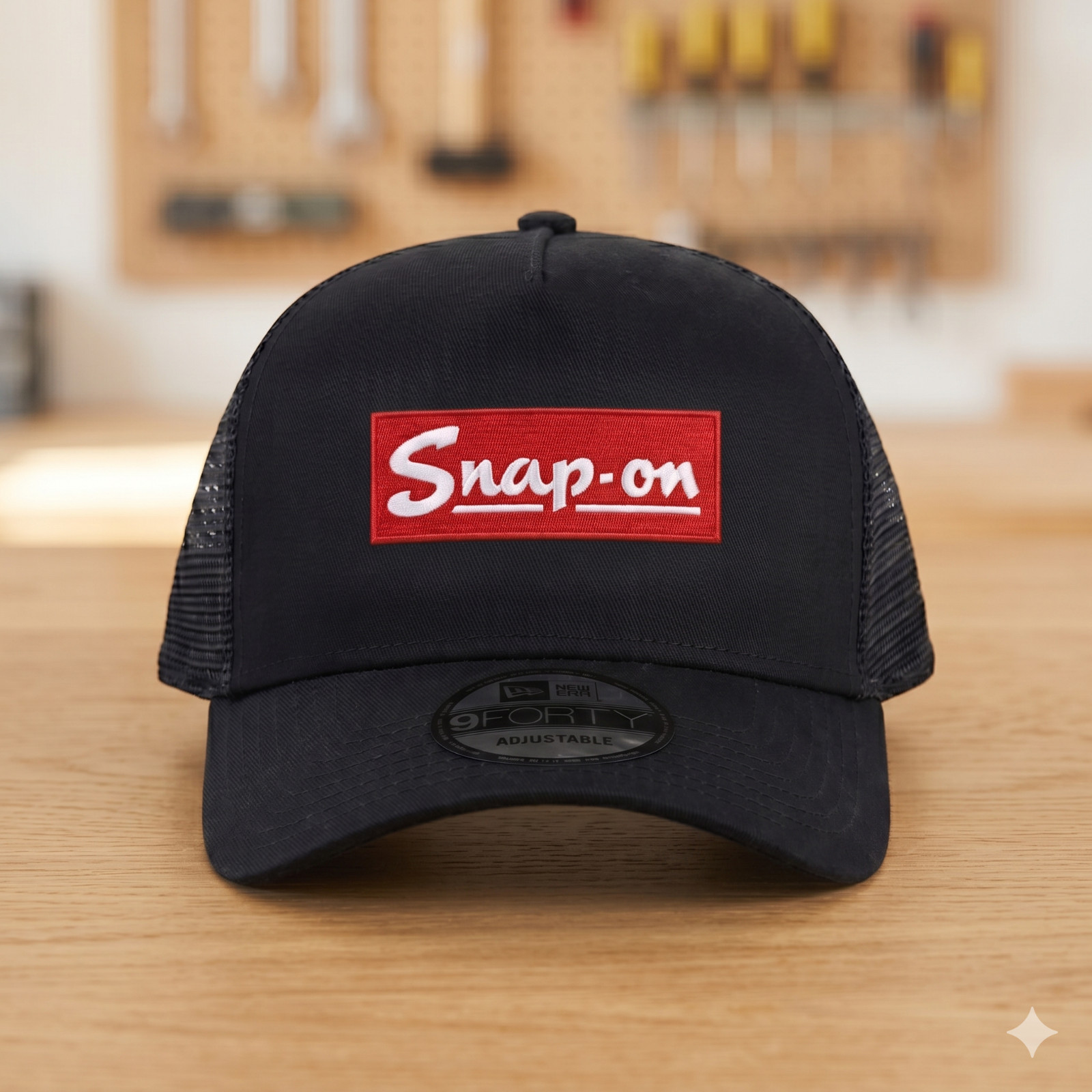 Snap-on Logo Embroidered Trucker Hat – Black Mesh Back Mechanics Tool Cap