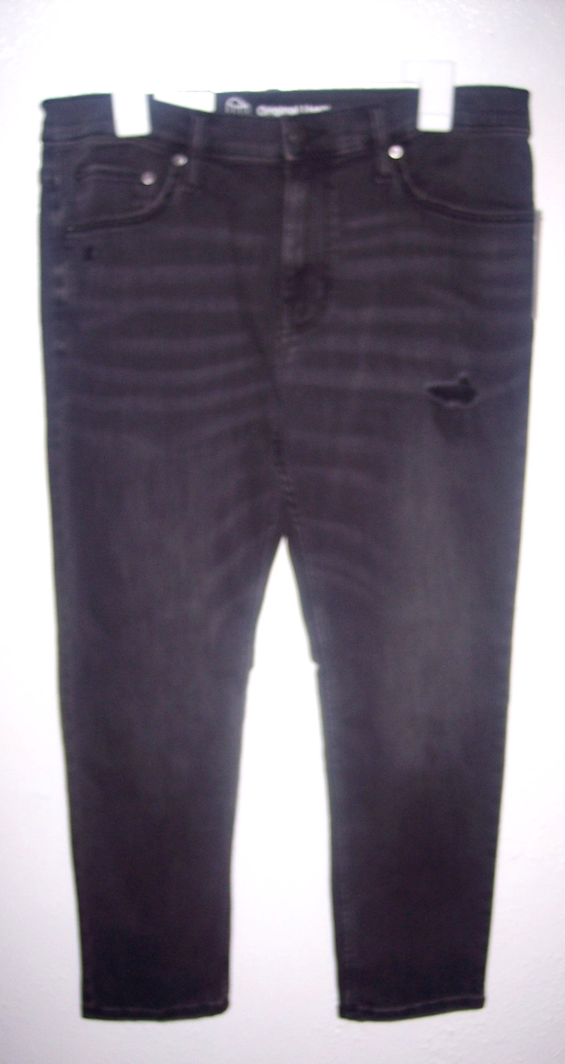 Original Use Mens 32×30 Black Distressed Slim Taper Straight Denim Jeans T5