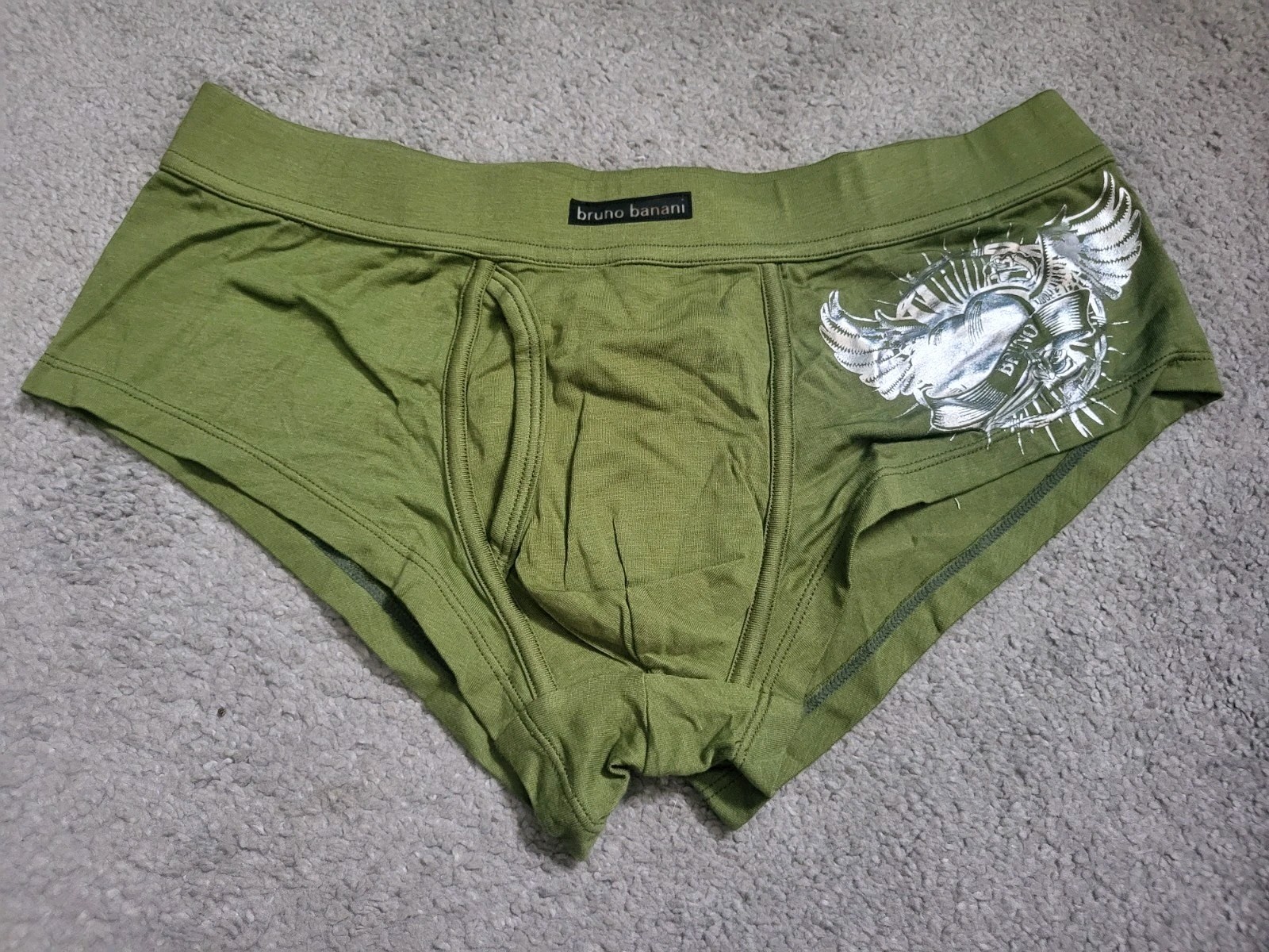 Bruno Banani Olive Angel Hearts Retro Short- Size Medium – Mens – 67% Cotton