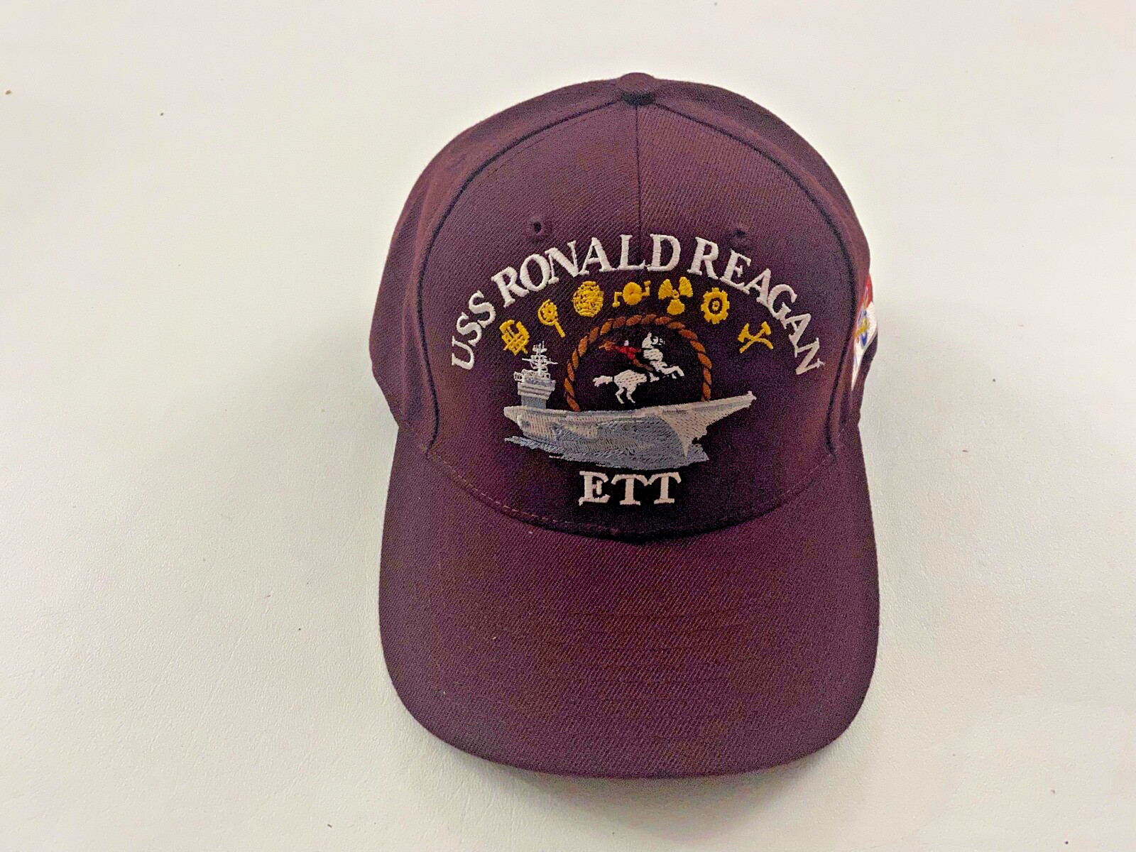 The Corps USS Ronald Reagan CVN 76 ETT Logo Dark Red Baseball Cap Hat One Size