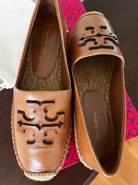 NIB Tory Burch Ines Platform Espadrille Goat Leather Tan 7 FREE SHIPPING!